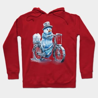 Snowman On A Bicycle Hoodie